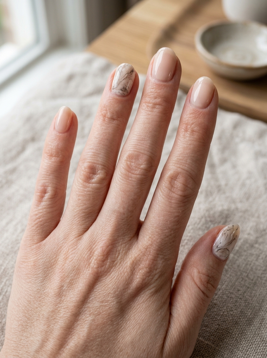 Milky Marble Accent Nails als Marmor Nägel Ideen Inspiration 2026